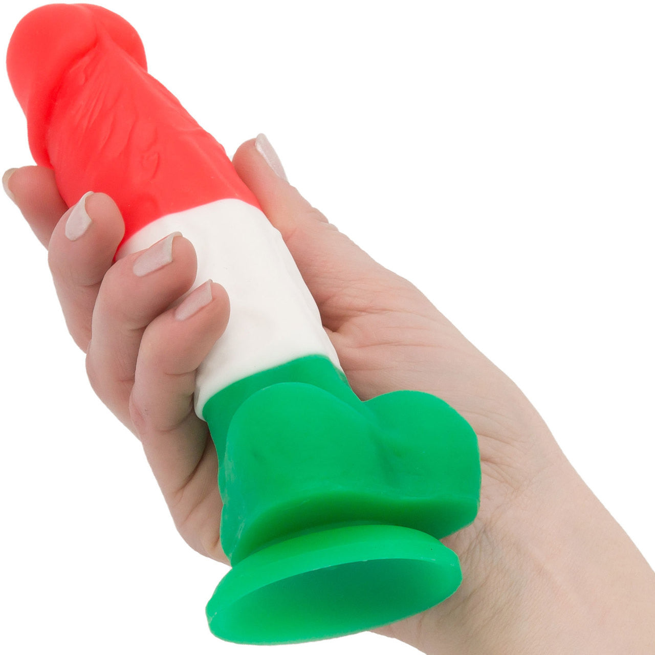 Addiction - Leonardo 7" Silicone Suction Cup Dildo With Balls - Red, White, Green