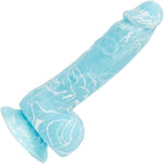 Addiction - Luke 7.5" Glow In The Dark Silicone Suction Cup Dildo With Balls - Blue