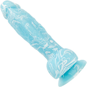 Addiction - Luke 7.5" Glow In The Dark Silicone Suction Cup Dildo With Balls - Blue