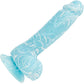 Addiction - Luke 7.5" Glow In The Dark Silicone Suction Cup Dildo With Balls - Blue