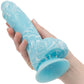 Addiction - Luke 7.5" Glow In The Dark Silicone Suction Cup Dildo With Balls - Blue