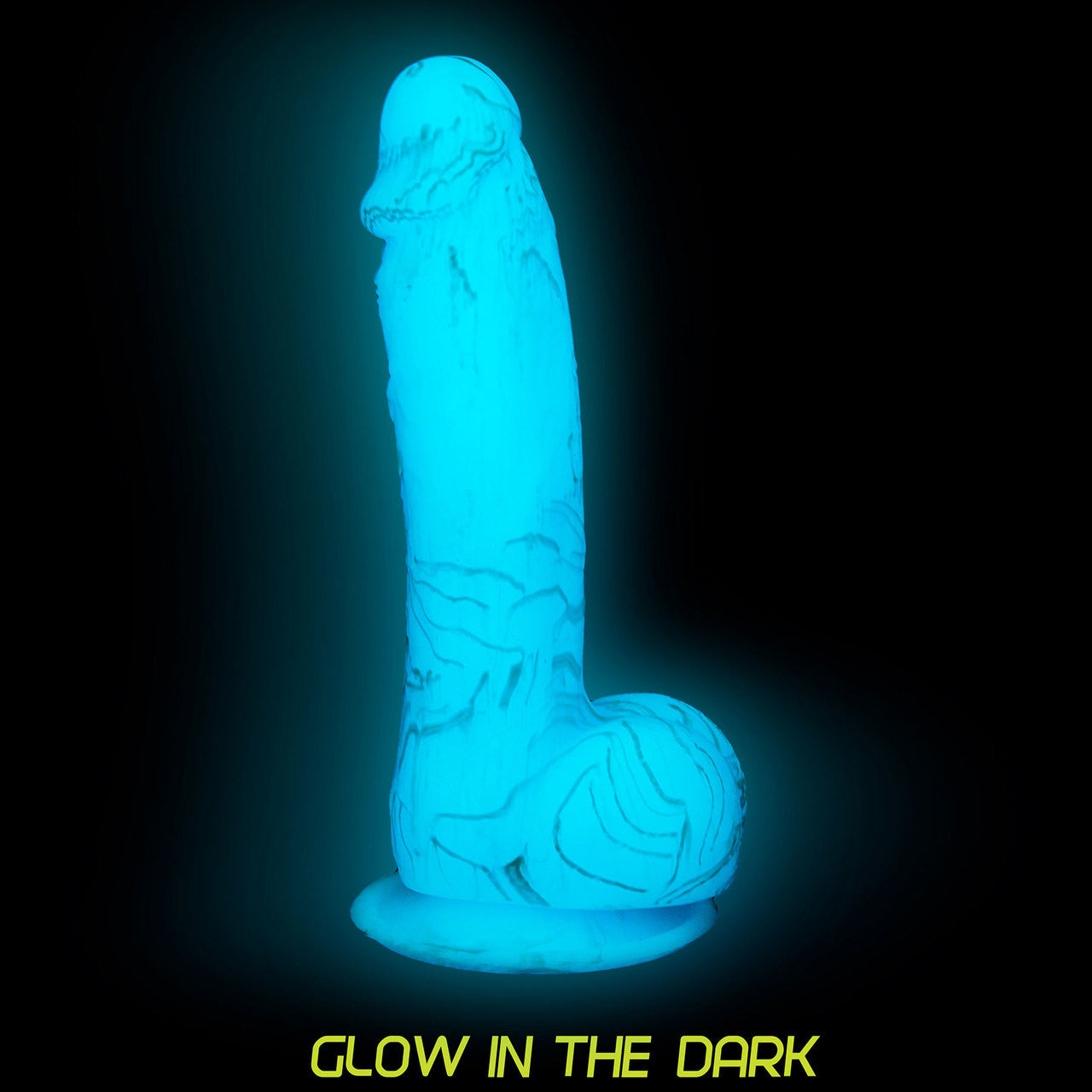 Addiction - Luke 7.5" Glow In The Dark Silicone Suction Cup Dildo With Balls - Blue