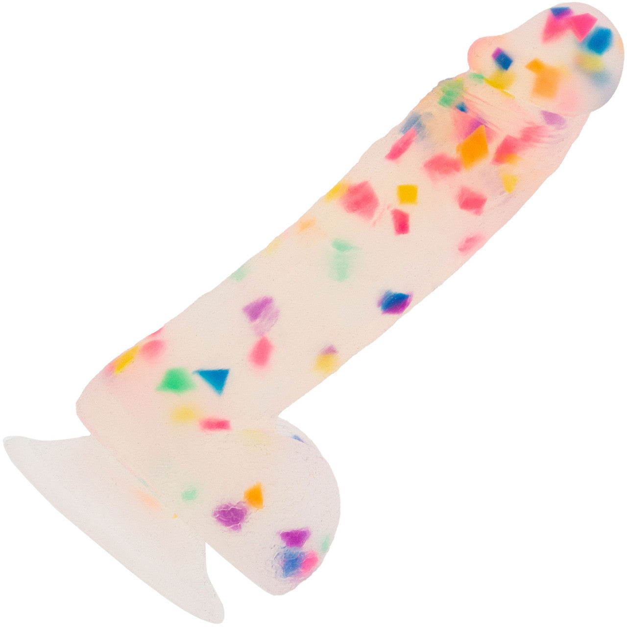 Addiction - Party Marty 7.5" Silicone Suction Cup Dildo With Balls - Frost & Confetti