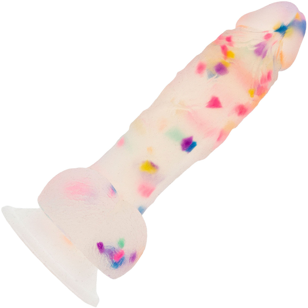 Addiction - Party Marty 7.5" Silicone Suction Cup Dildo With Balls - Frost & Confetti