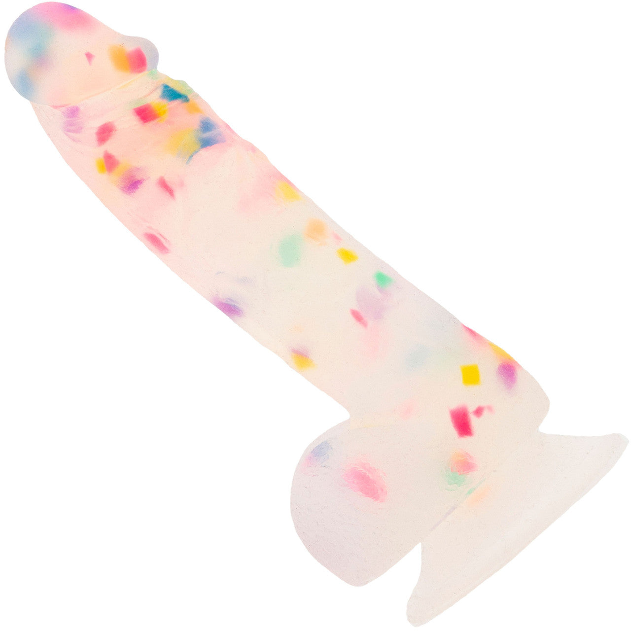 Addiction - Party Marty 7.5" Silicone Suction Cup Dildo With Balls - Frost & Confetti