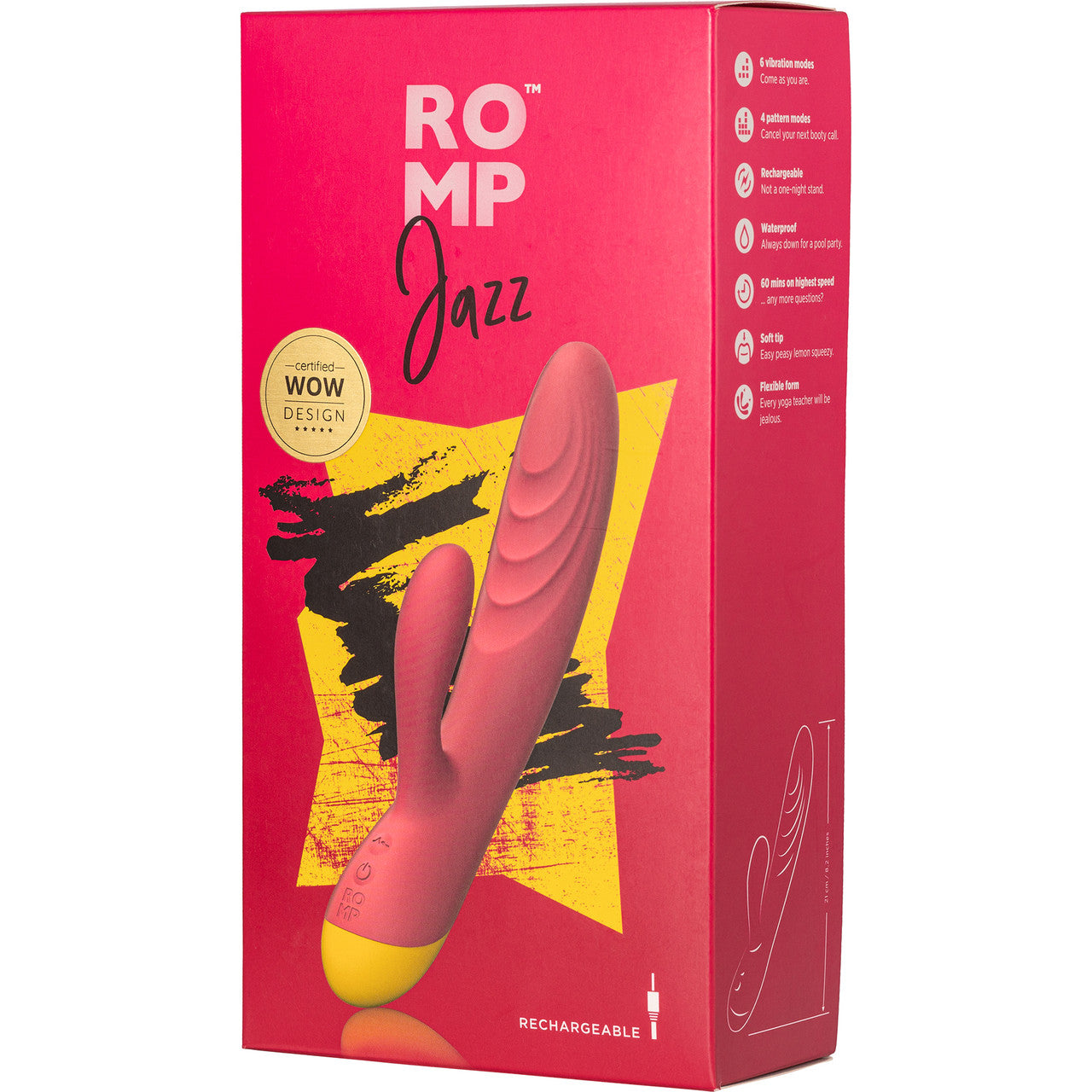 ROMP Jazz Silicone Rechargeable Rabbit Style Dual Stimulation Vibrator