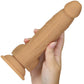 Naked Addiction Dual Density 8" Silicone Suction Cup Dildo With Balls - Caramel