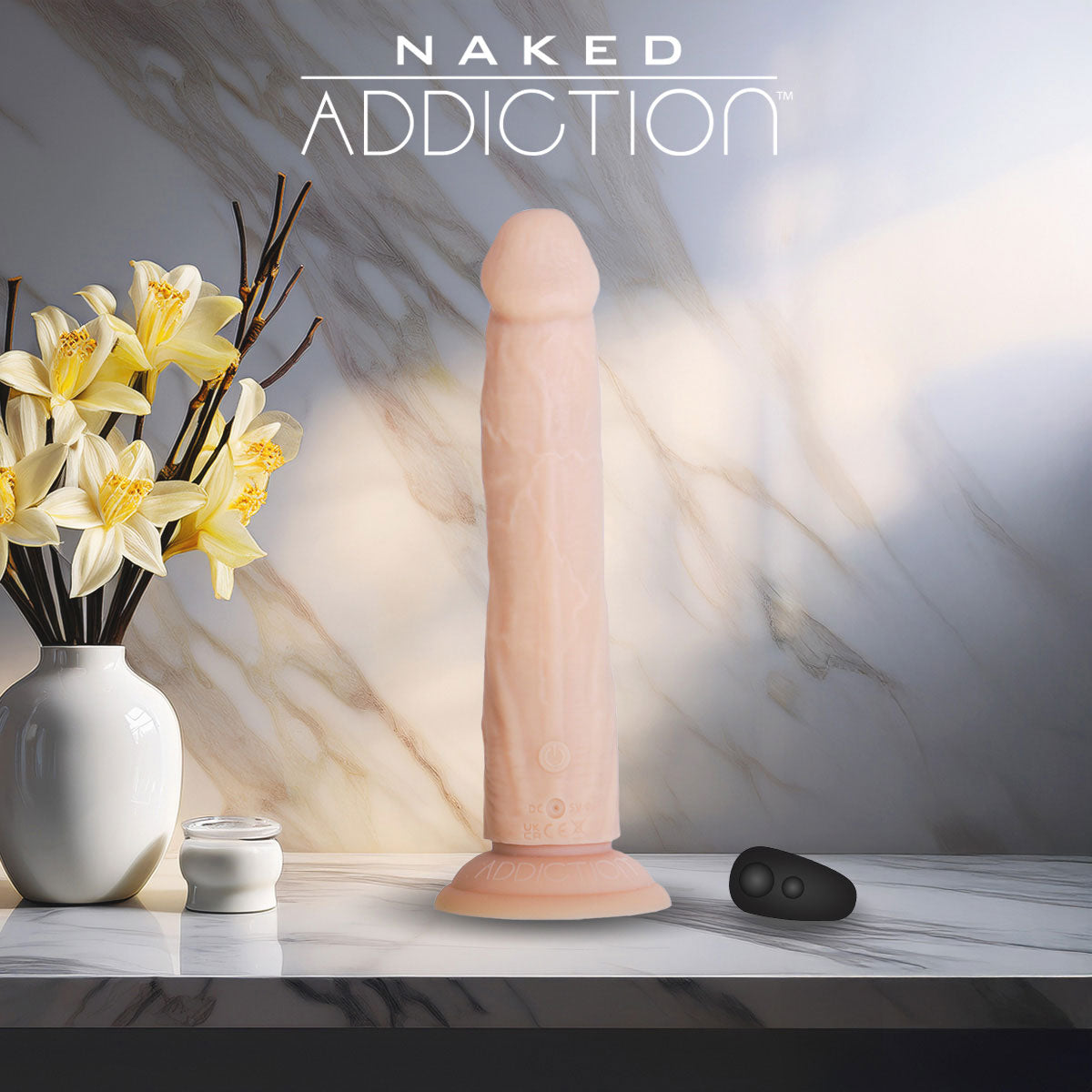 Naked Addiction Rotating, Thrusting, Vibrating 8" Silicone Suction Cup Dildo With Remote