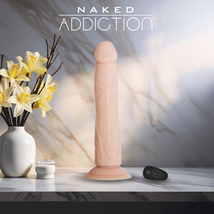 Naked Addiction Rotating, Thrusting, Vibrating 8" Silicone Suction Cup Dildo With Remote