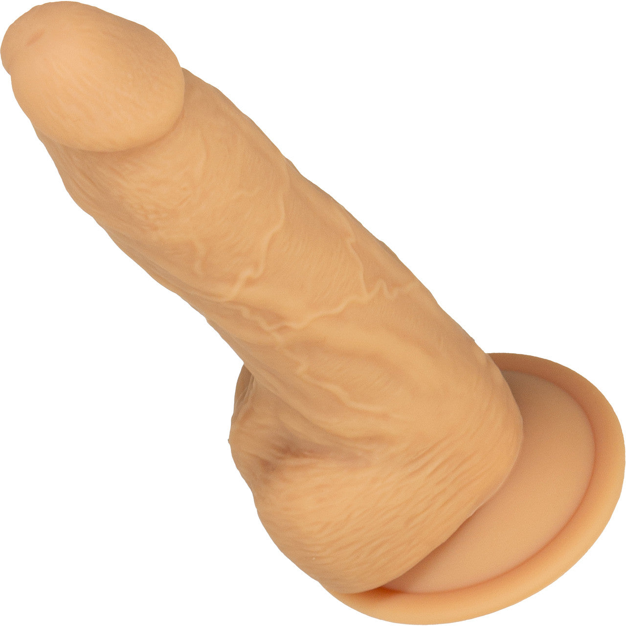 Naked Addiction Rotating & Vibrating 8" Silicone Suction Cup Dildo With Balls & Remote - Caramel