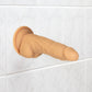 Naked Addiction Rotating & Vibrating 8" Silicone Suction Cup Dildo With Balls & Remote - Caramel