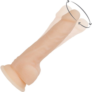 Naked Addiction Rotating & Vibrating 8" Silicone Suction Cup Dildo With Balls & Remote - Vanilla