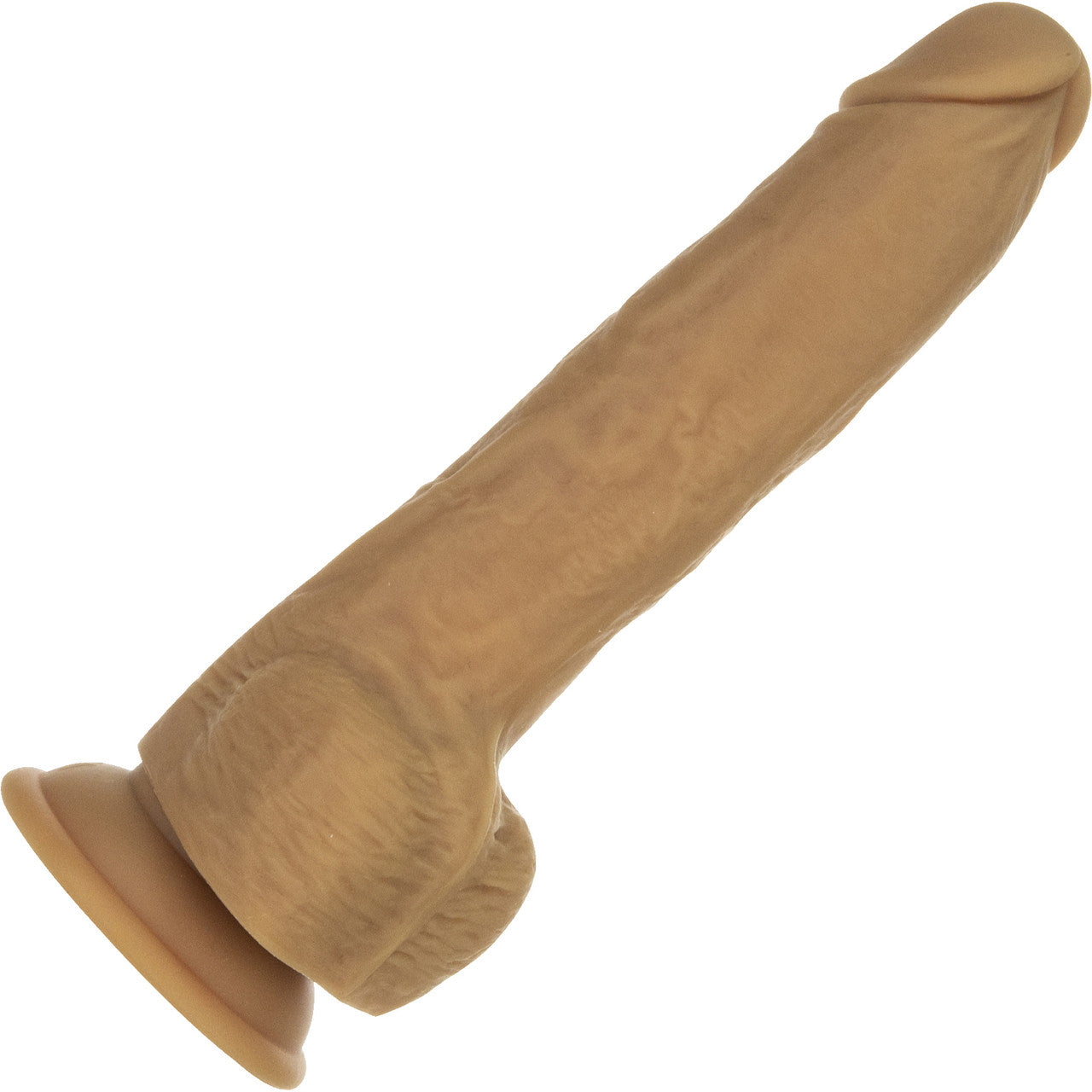 Naked Addiction Thrusting 9" Silicone Suction Cup Dildo With Balls - Caramel