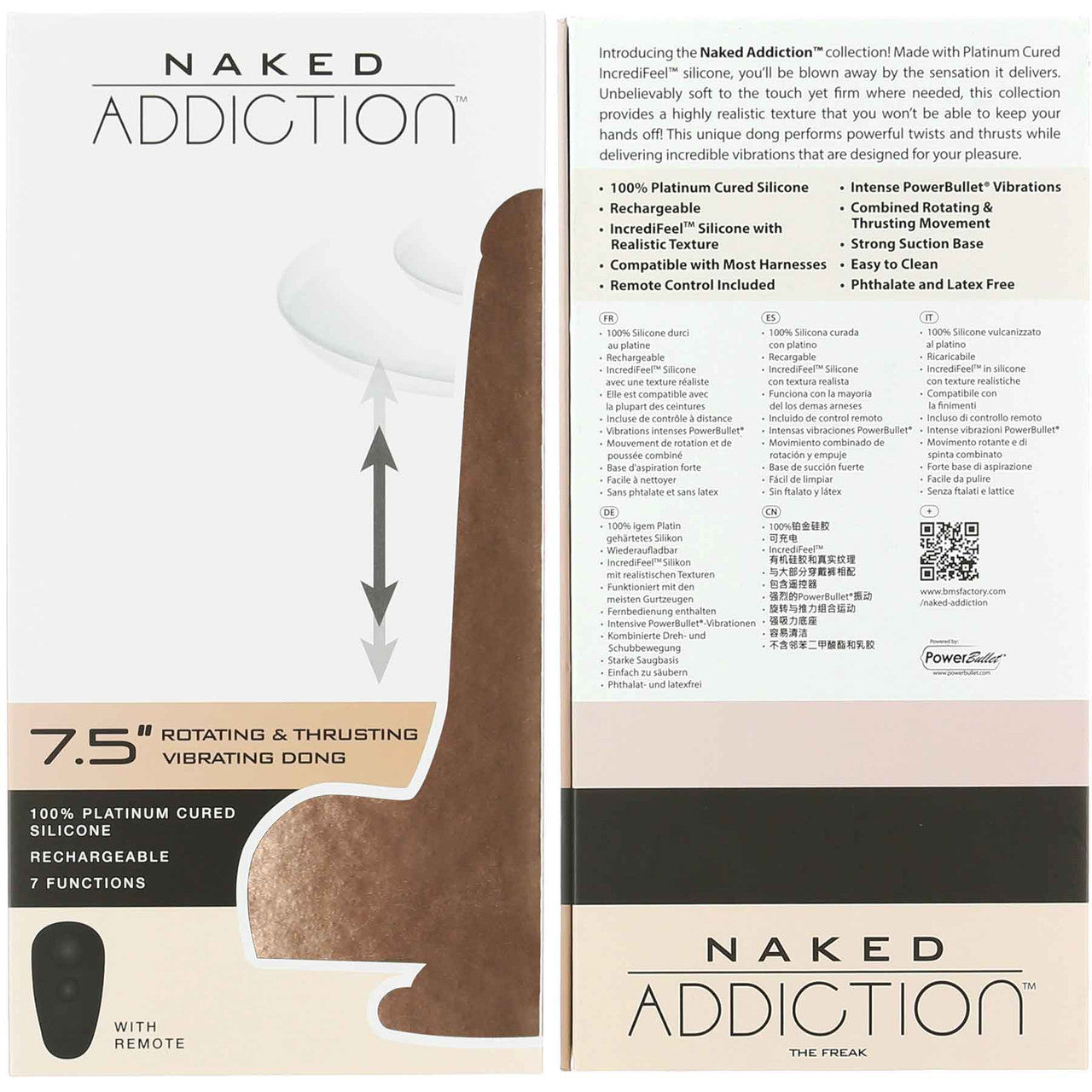 Naked Addiction Rotating, Thrusting, Vibrating 7.5" Silicone Suction Cup Dildo With Balls