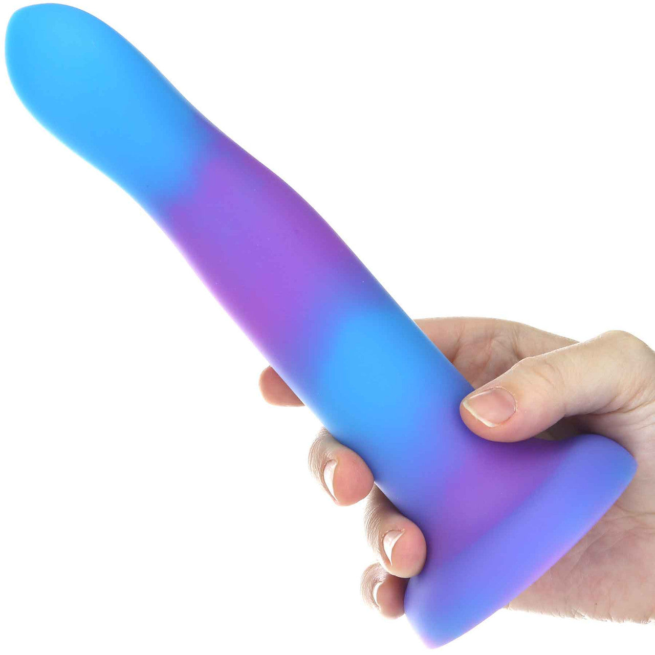 Rave By Addiction Silicone 8" Glow In The Dark Bendable Suction Cup Dildo - Blue & Purple