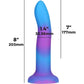 Rave By Addiction Silicone 8" Glow In The Dark Bendable Suction Cup Dildo - Blue & Purple