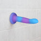 Rave By Addiction Silicone 8" Glow In The Dark Bendable Suction Cup Dildo - Blue & Purple