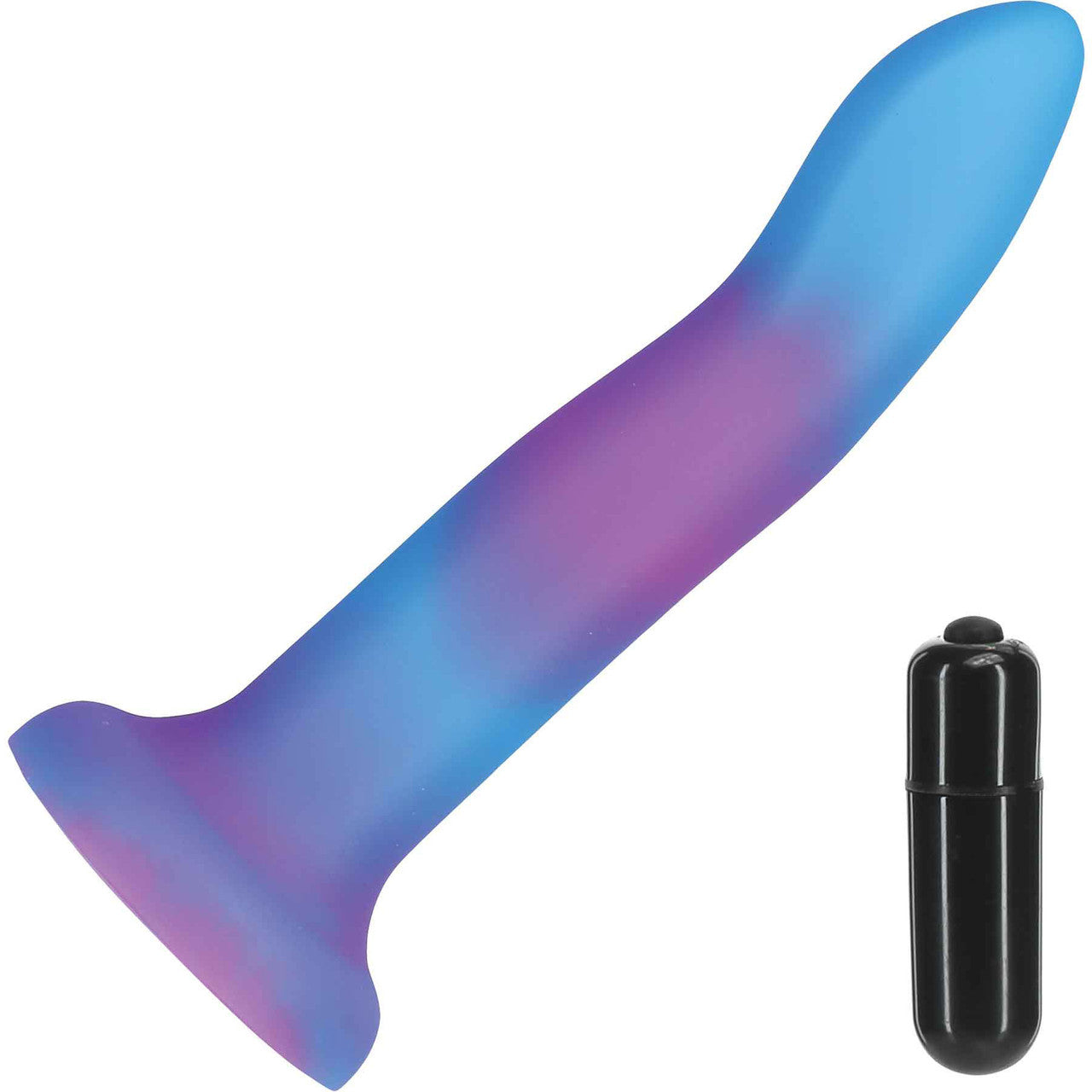 Rave By Addiction Silicone 8" Glow In The Dark Bendable Suction Cup Dildo - Blue & Purple