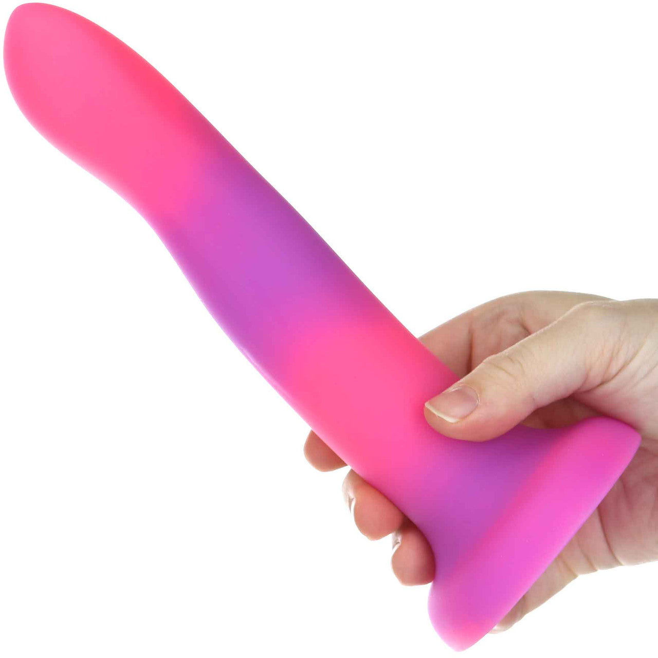 Rave By Addiction Silicone 8" Glow In The Dark Bendable Suction Cup Dildo - Pink & Purple