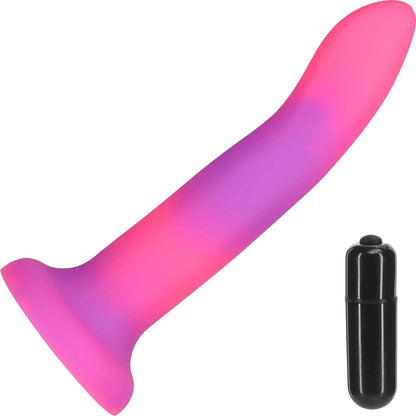 Rave By Addiction Silicone 8" Glow In The Dark Bendable Suction Cup Dildo - Pink & Purple