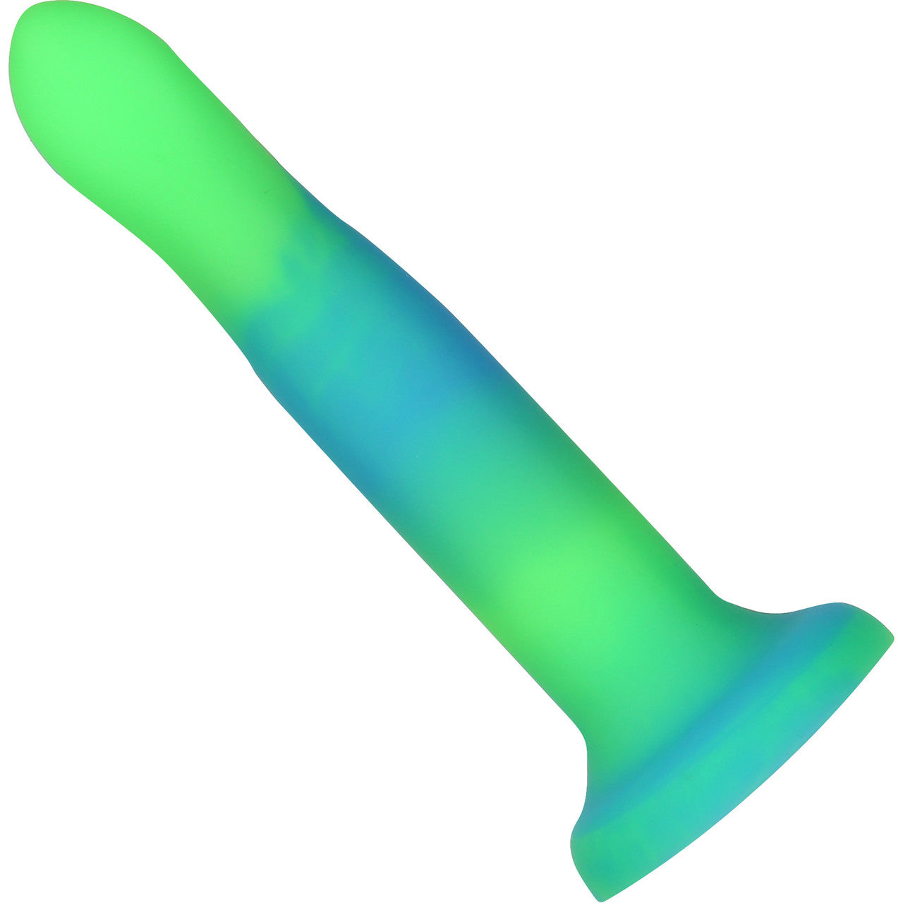 Rave By Addiction Silicone 8" Glow In The Dark Bendable Suction Cup Dildo - Blue & Green