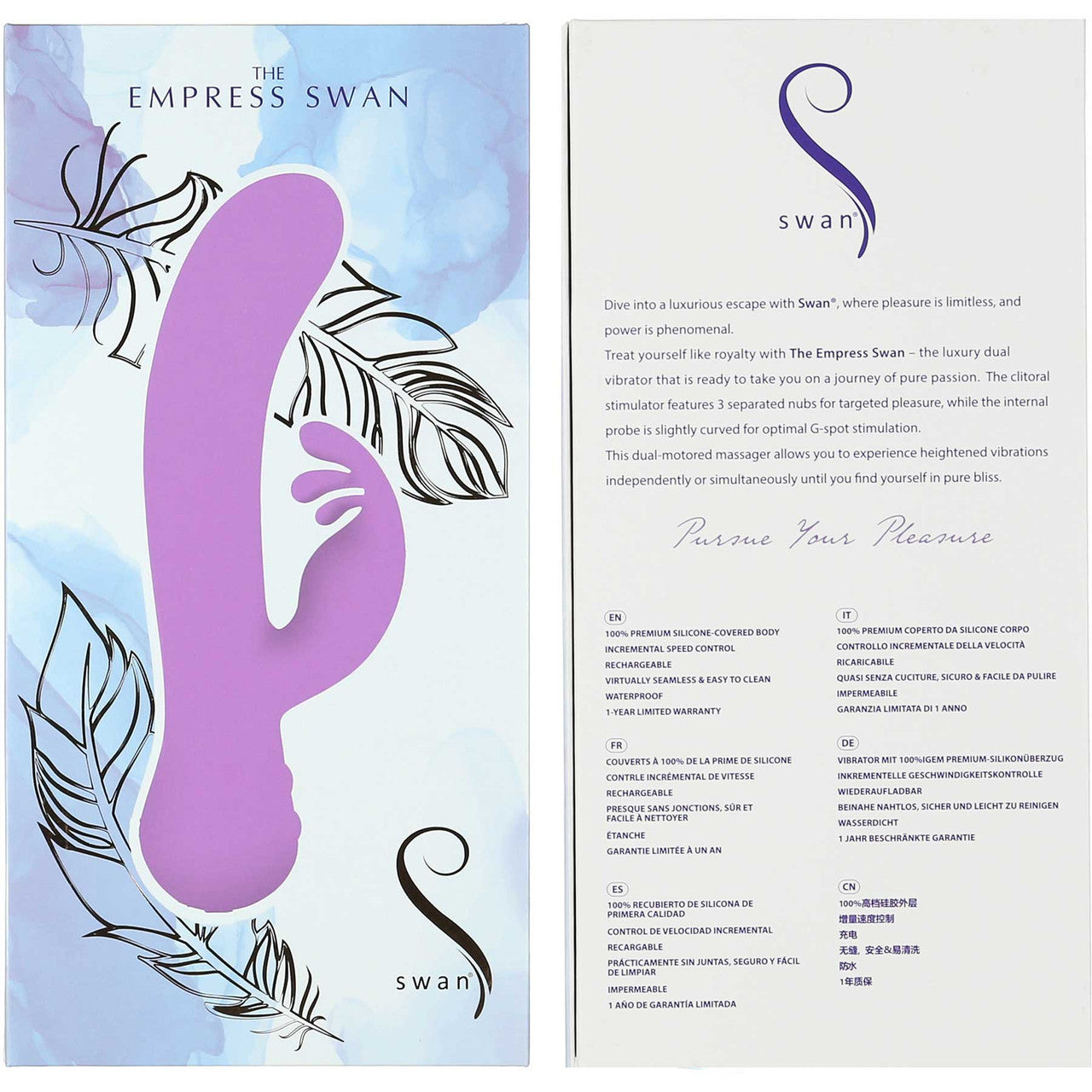 The Empress Swan Special Edition Rechargeable Silicone Dual Stimulation Vibrator - Lavender