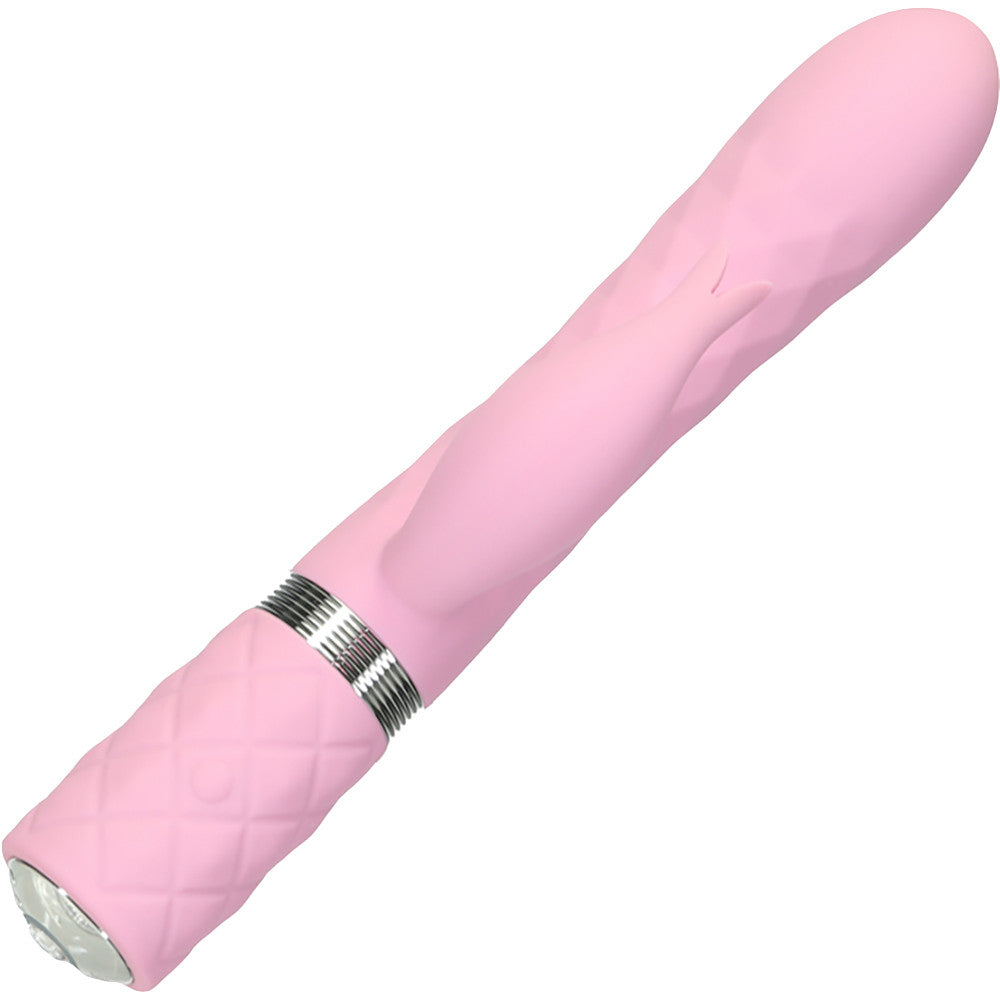 Pillow Talk Lively Silicone Waterproof Rechargeable Rotating Dual Stimulation Vibrator - Pink