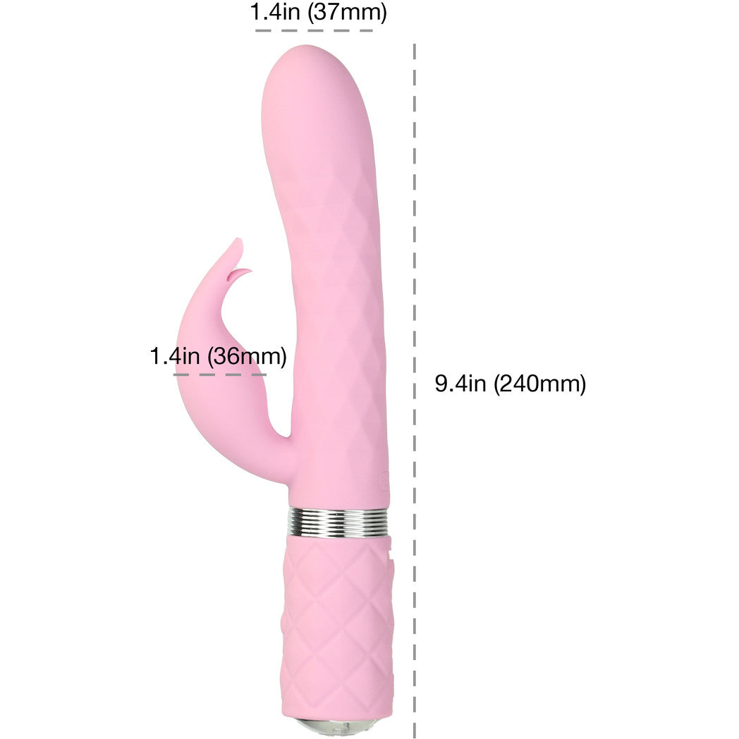 Pillow Talk Lively Silicone Waterproof Rechargeable Rotating Dual Stimulation Vibrator - Pink