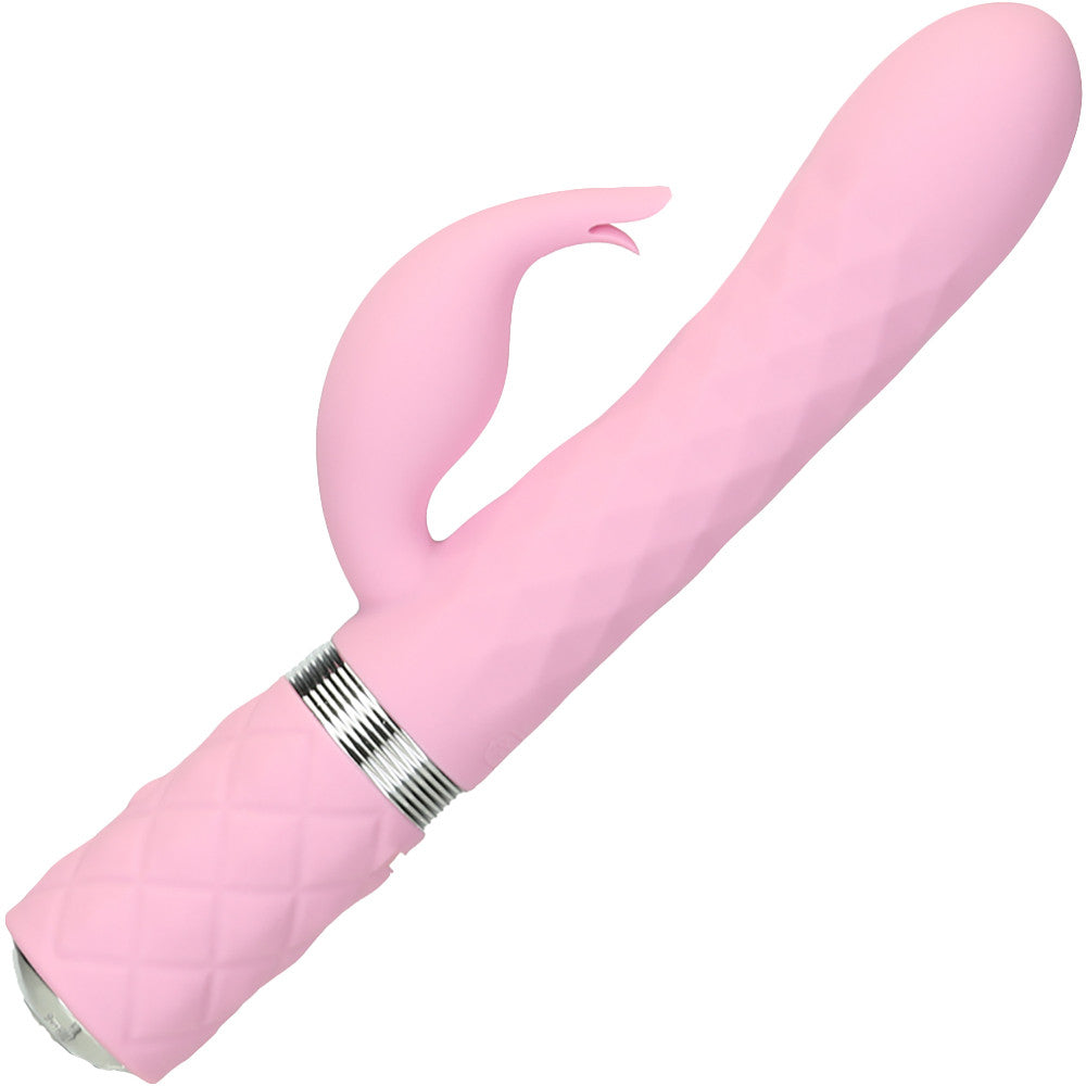 Pillow Talk Lively Silicone Waterproof Rechargeable Rotating Dual Stimulation Vibrator - Pink