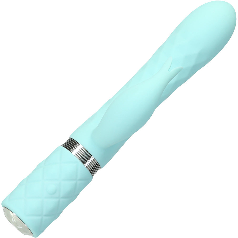 Pillow Talk Lively Silicone Waterproof Rechargeable Rotating Dual Stimulation Vibrator - Teal