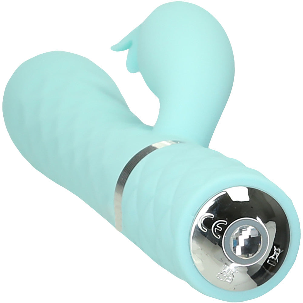 Pillow Talk Lively Silicone Waterproof Rechargeable Rotating Dual Stimulation Vibrator - Teal