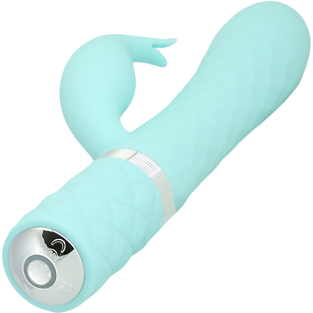 Pillow Talk Lively Silicone Waterproof Rechargeable Rotating Dual Stimulation Vibrator - Teal