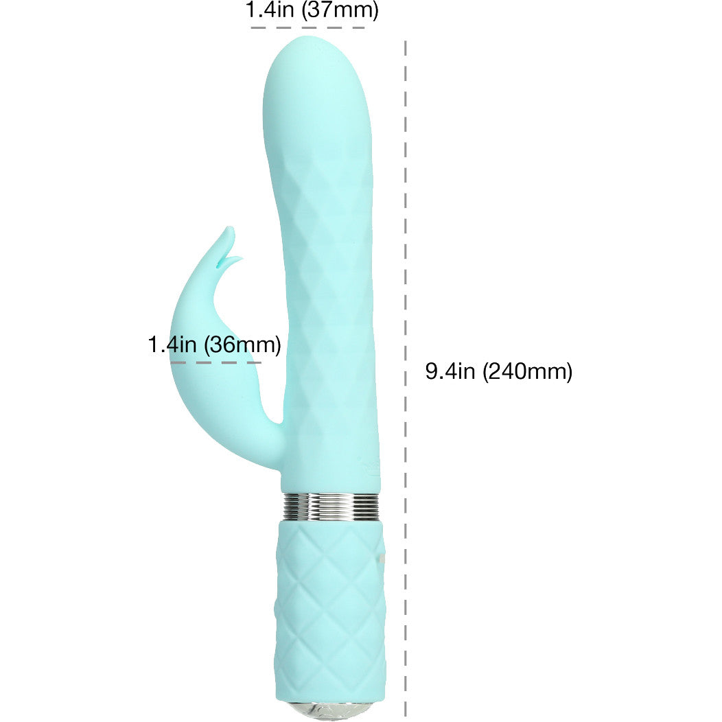 Pillow Talk Lively Silicone Waterproof Rechargeable Rotating Dual Stimulation Vibrator - Teal