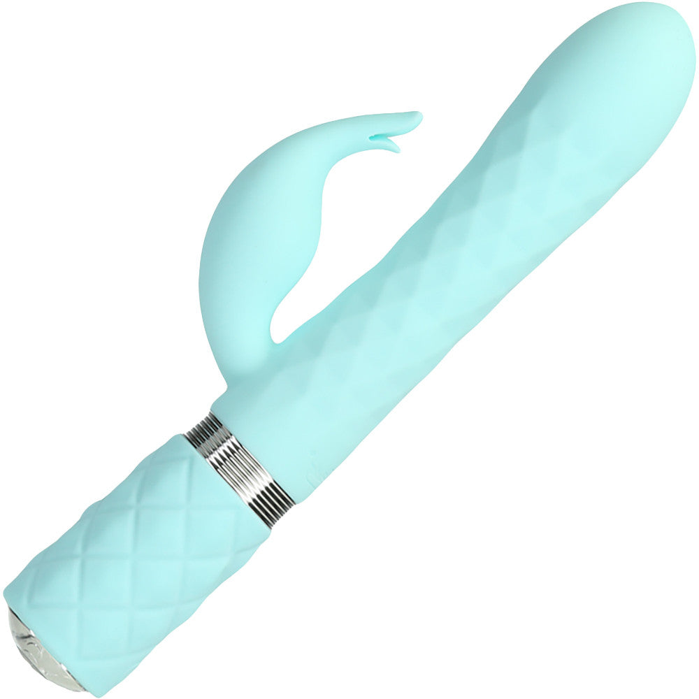 Pillow Talk Lively Silicone Waterproof Rechargeable Rotating Dual Stimulation Vibrator - Teal