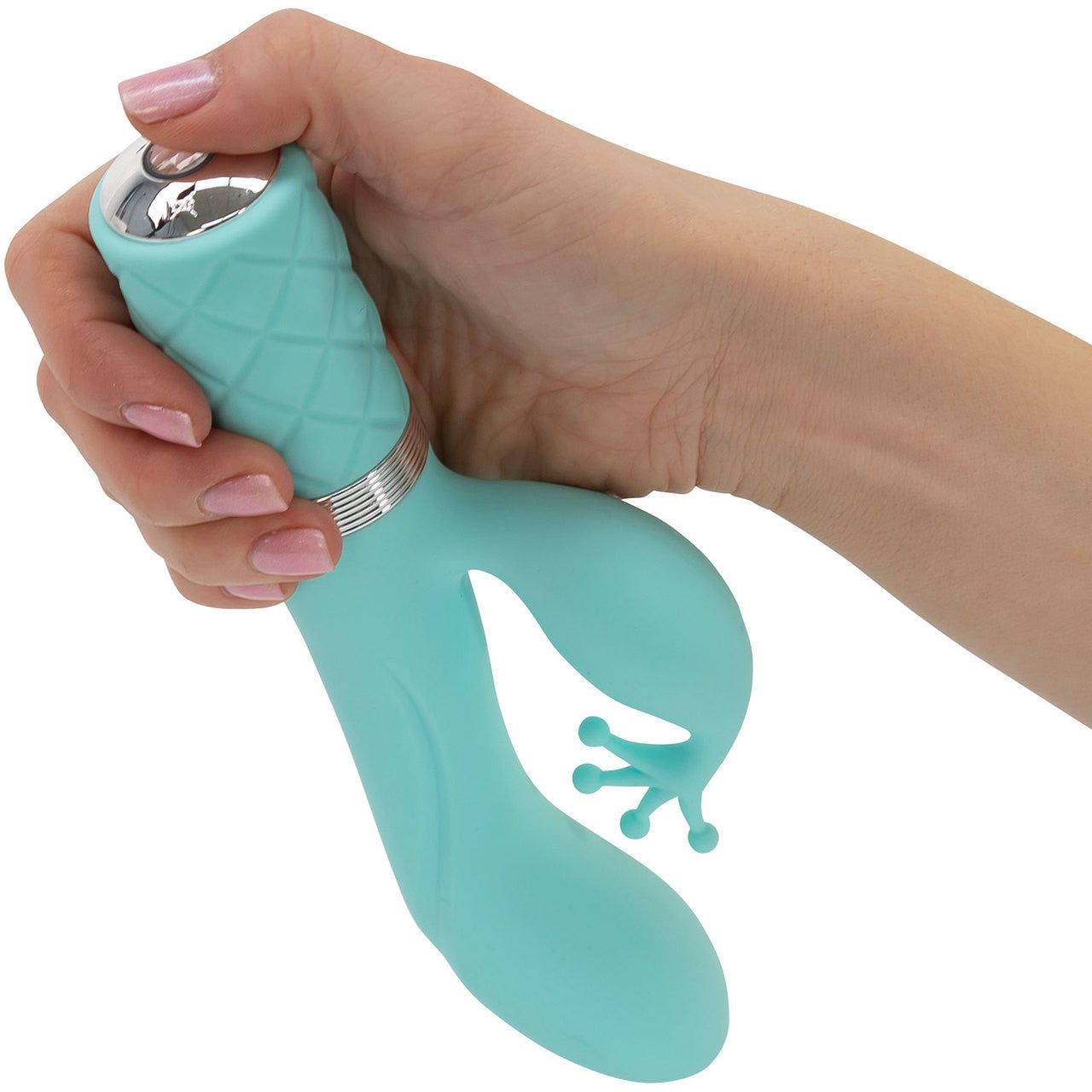 Pillow Talk Kinky Silicone Waterproof Rechargeable Dual Stimulation Vibrator - Teal