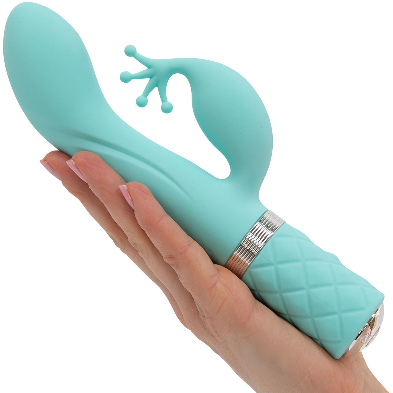 Pillow Talk Kinky Silicone Waterproof Rechargeable Dual Stimulation Vibrator - Teal