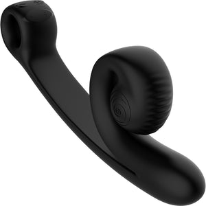 Snail Vibe Curve Silicone Rechargeable Waterproof Dual Stimulation Vibrator - Black