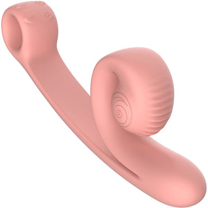 Snail Vibe Curve Silicone Rechargeable Waterproof Dual Stimulation Vibrator - Peach