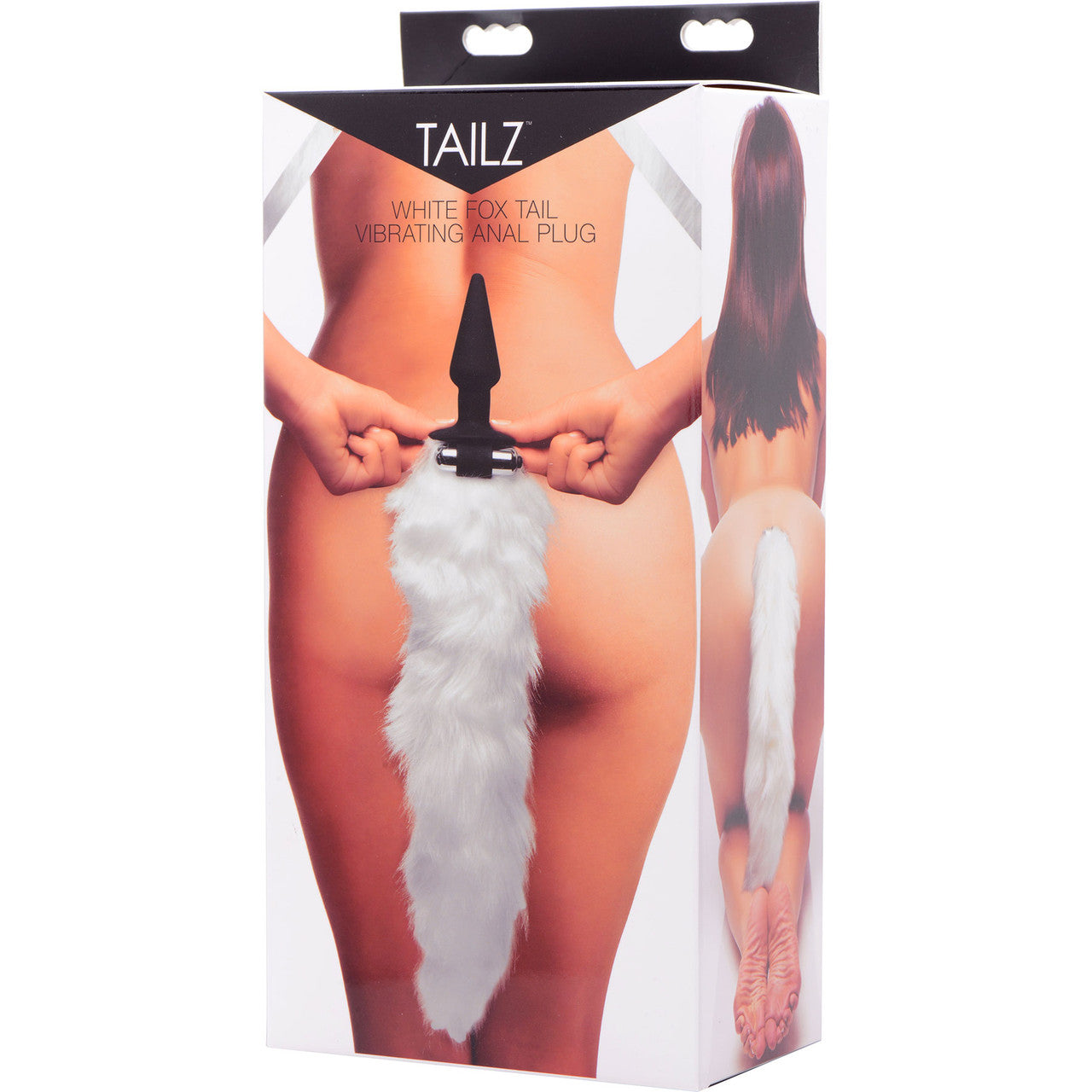 Tailz Foxxxy Fanny Vibrating Silicone Anal Plug With White Faux Fur Tail