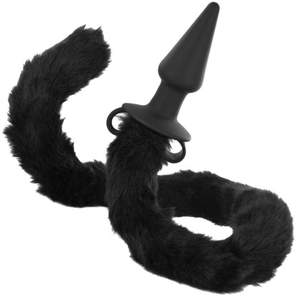 Tailz Bad Kitty Black Silicone Anal Plug With Bendable Black Cat Tail