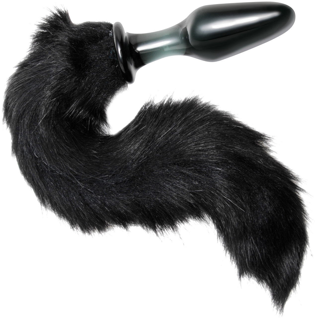 Tailz Midnight Fox Black Glass Anal Plug With Faux Fox Tail