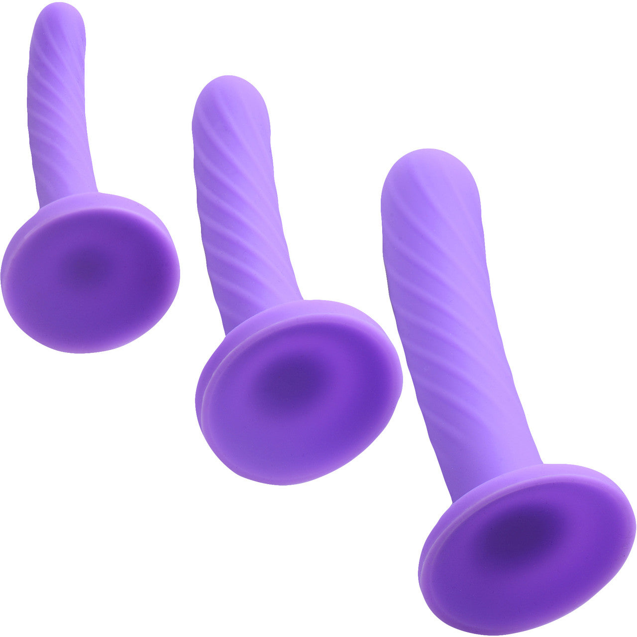 Strap U Tri-Play Silicone Suction Cup Dildo 3-Piece Set - Purple