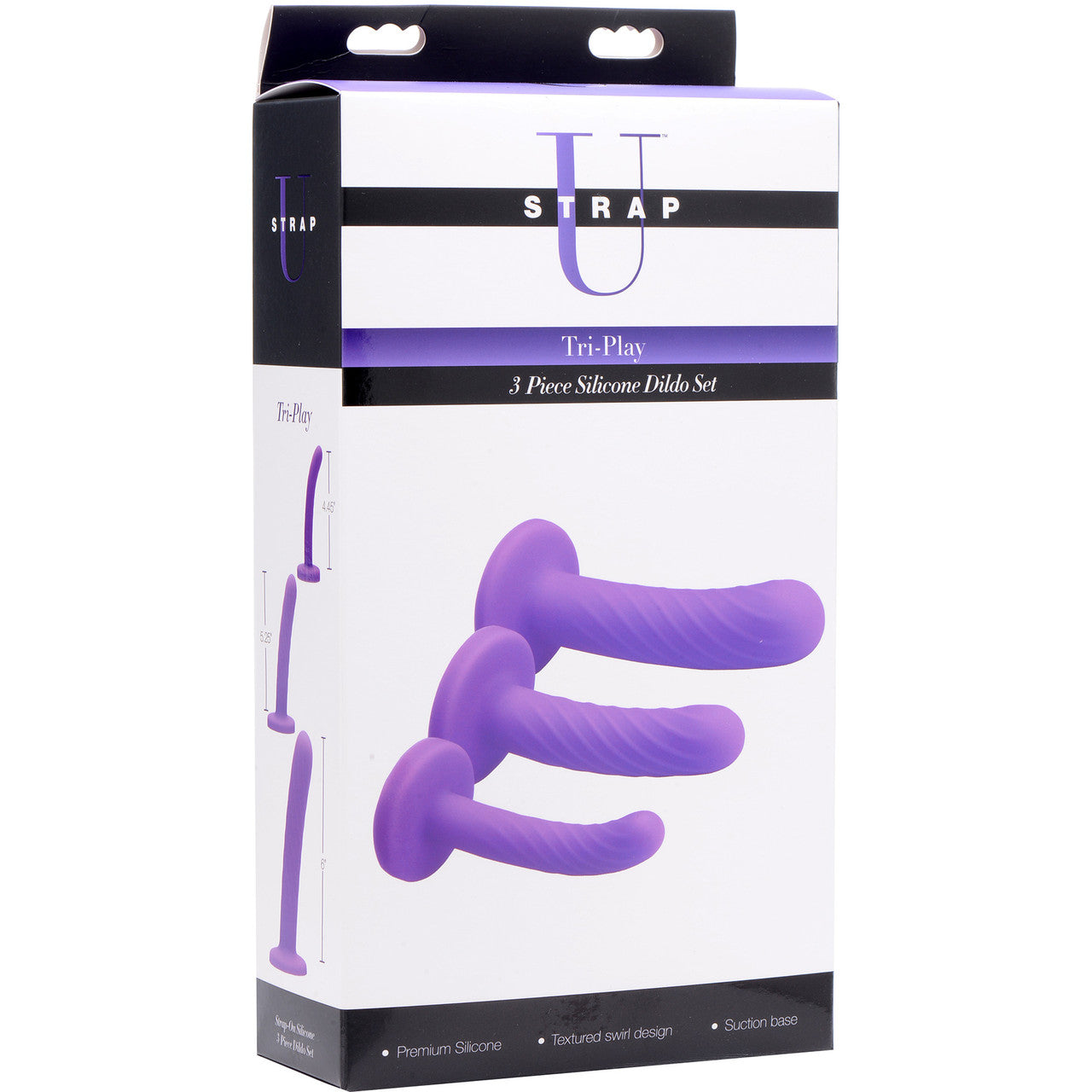 Strap U Tri-Play Silicone Suction Cup Dildo 3-Piece Set - Purple