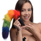 Tailz Rainbow Black Silicone Anal Plug With Rainbow Faux Fur Tail