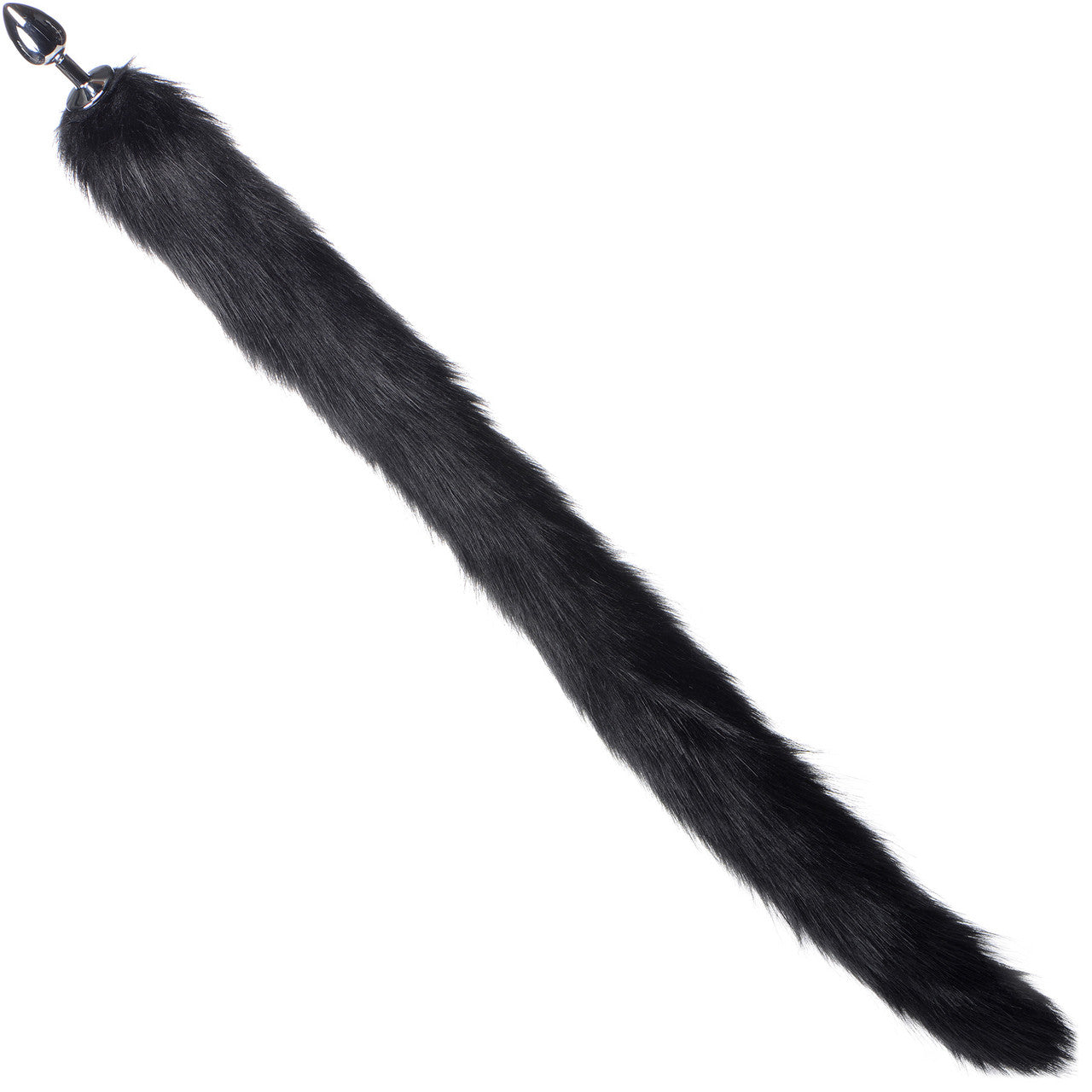 Tailz Aluminum Anal Plug With Extra Long Black Faux Mink Tail