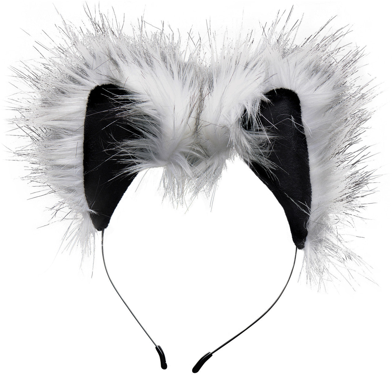 Tailz Black Silicone Anal Plug With Grey Wolf Faux Fur Tail & Matching Ears