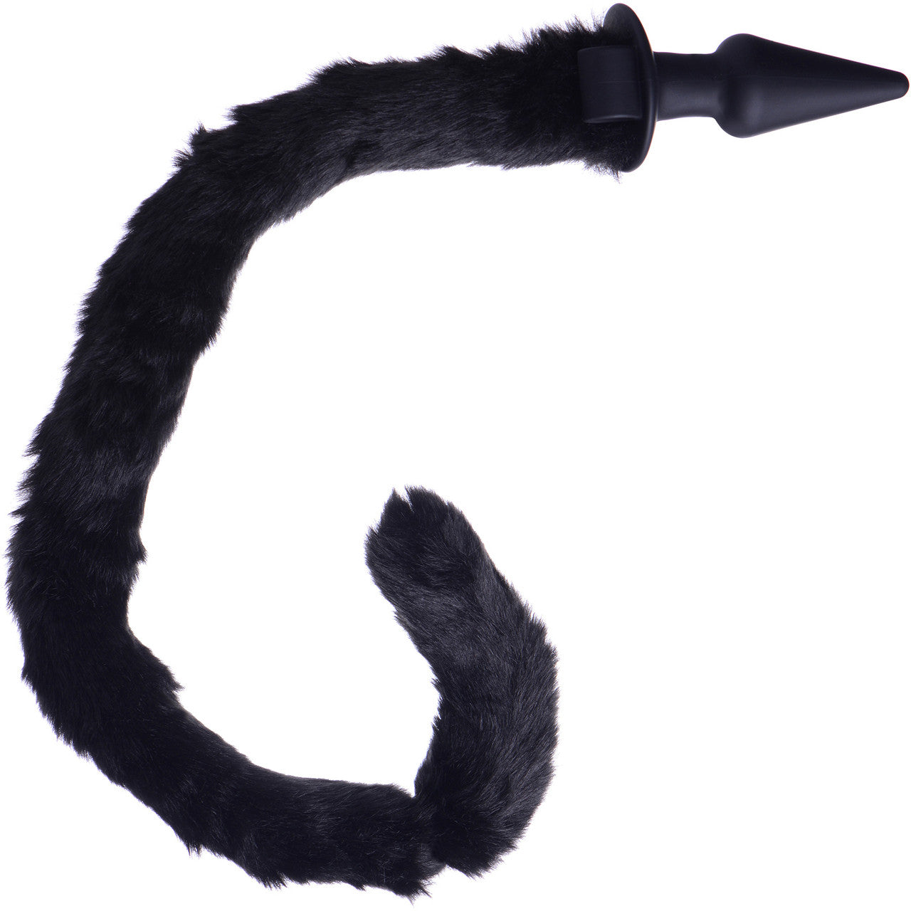 Tailz Black Silicone Anal Plug With Black Faux Fur Cat Tail & Matching Cat Mask