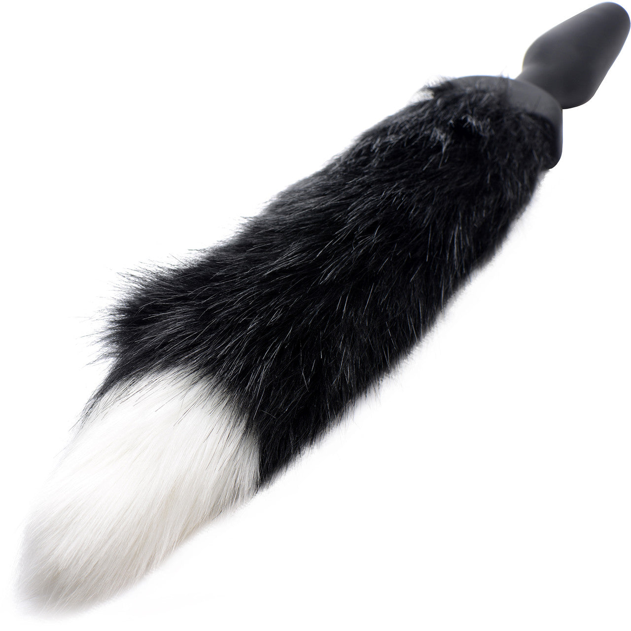 Tailz Waggerz Vibrating & Wagging Silicone Anal Plug With Black & White Faux Fur Tail & Remote