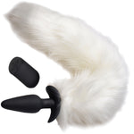 Tailz White Fox Vibrating Slender Silicone Anal Plug With White Faux Fur Tail & Remote