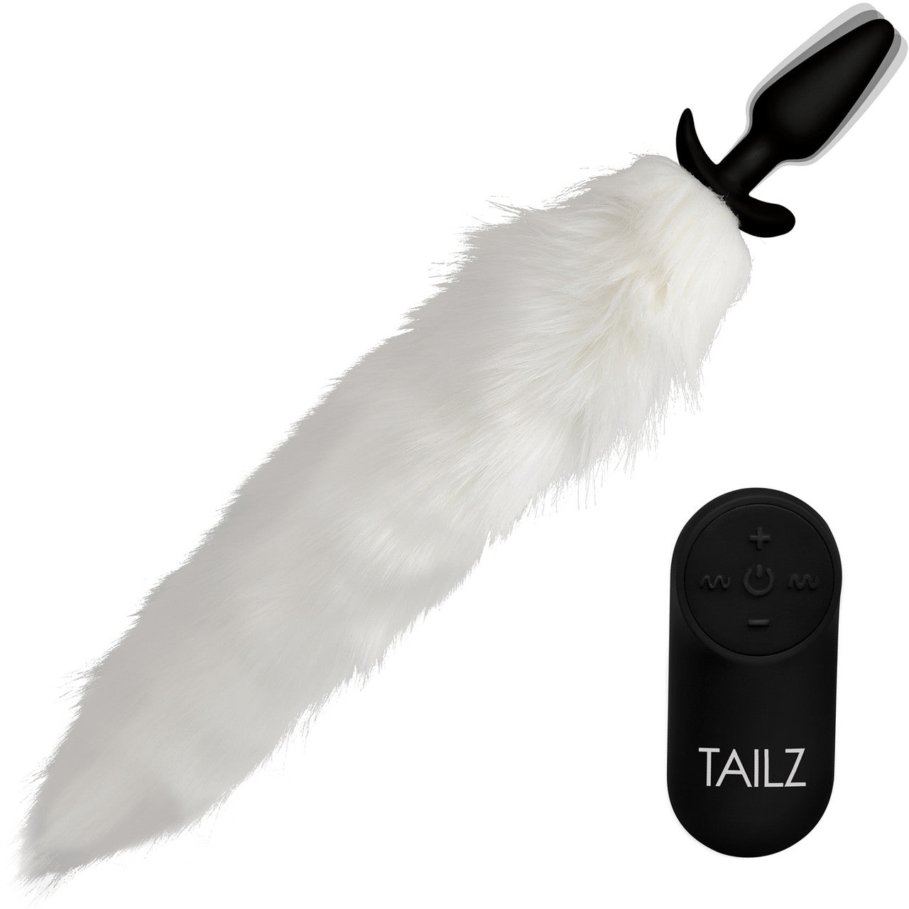 Tailz White Fox Vibrating Slender Silicone Anal Plug With White Faux Fur Tail & Remote